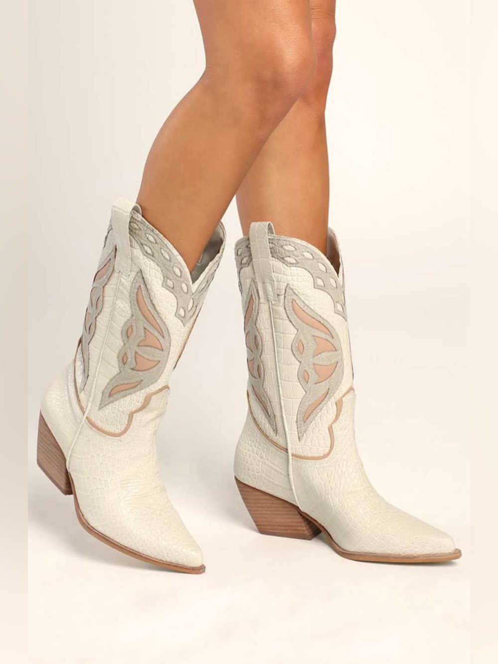 Wynter Bone Multi Croc-Embossed Leather Mid-Calf Western Boots
Steve Madden